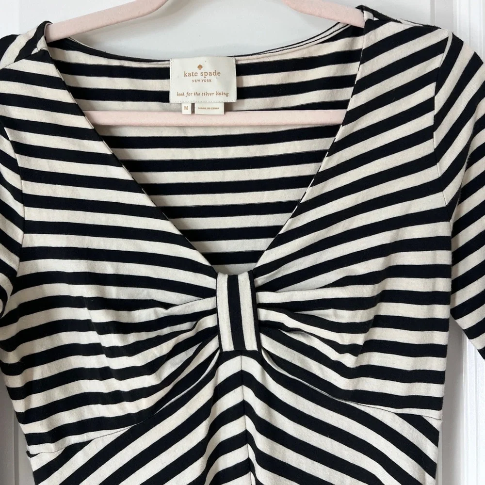 Kate Spade Tullia Black & White Striped Fit and Flare Dress Women’s‎ Medium